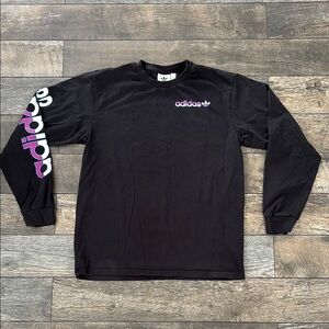 adidas Black Long Sleeve Tee with Purple/white Logo